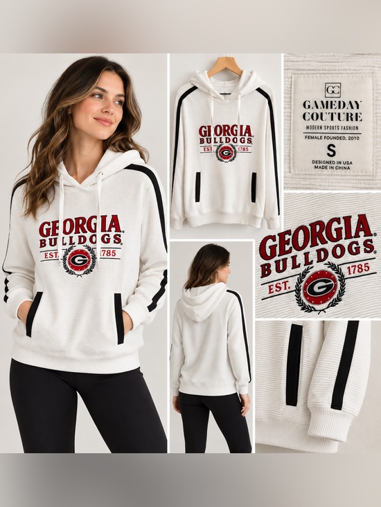gameday couture Tops - Gameday Couture Georgia Bulldogs White Ribbed Hoodie Size Small UGA Game Day